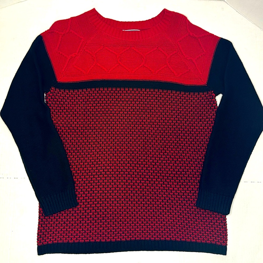 Karen Scott | Red & Black Pull Over Pull-Over Holiday Sweater | Size L